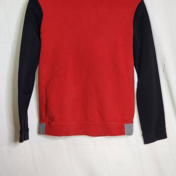 Nike Red Black LS Neon Yellow Logo Hooded Pull On Pocketed Cotton Poly Hoodie L - Picture 10 of 16